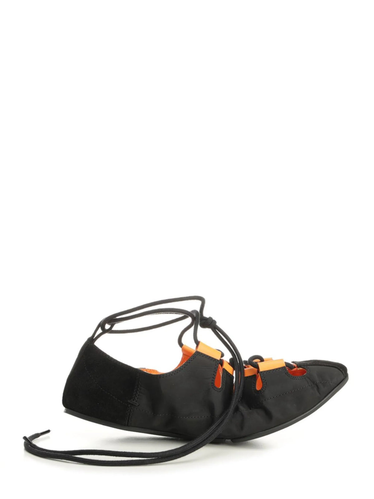 Alaïa - Fold Laced Flats In Nylon And Suede