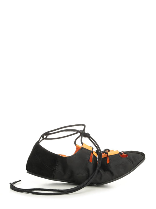 Alaïa - Fold Laced Flats In Nylon And Suede