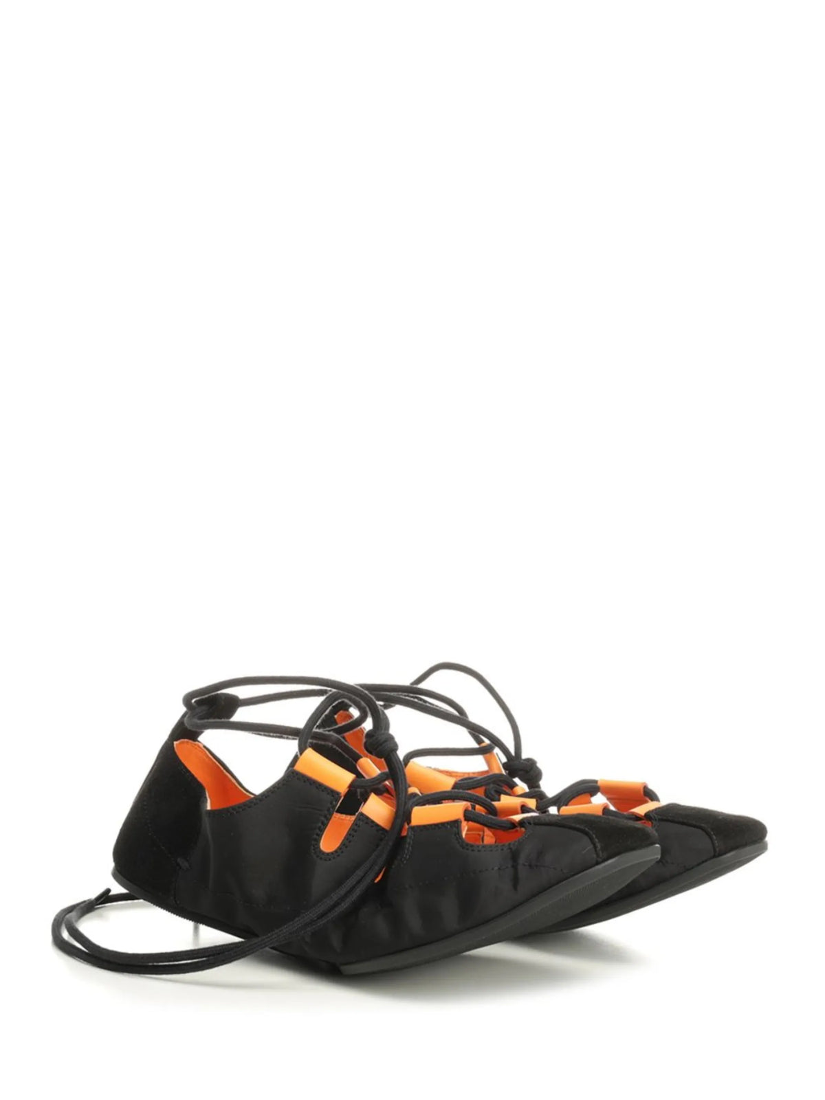 Alaïa - Fold Laced Flats In Nylon And Suede