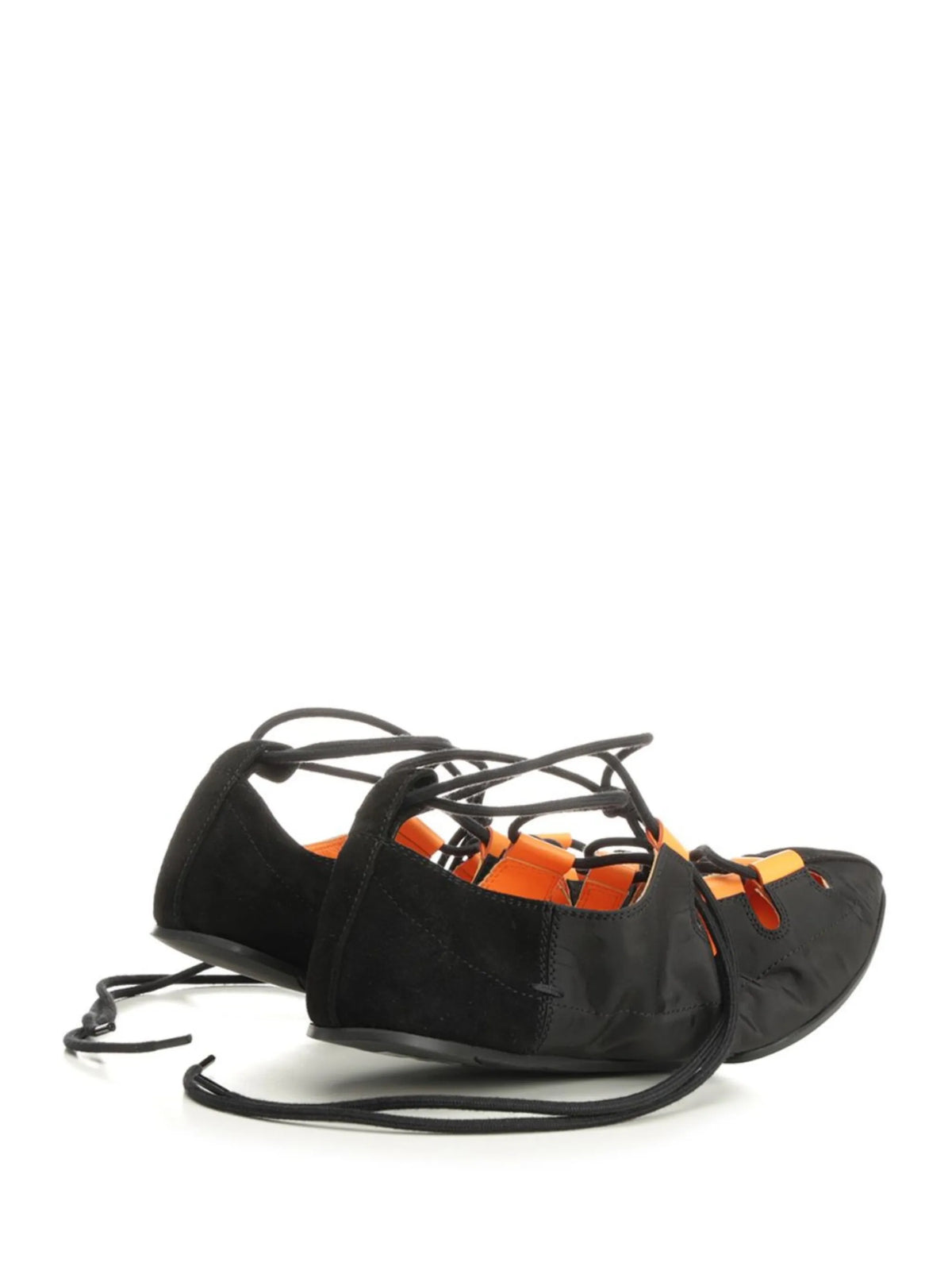 Alaïa - Fold Laced Flats In Nylon And Suede