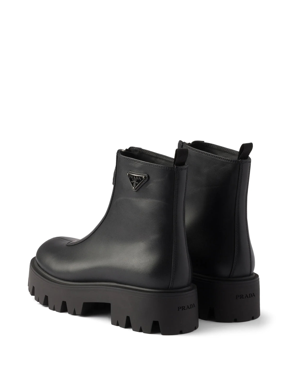 Prada - Leather Zipper Booties