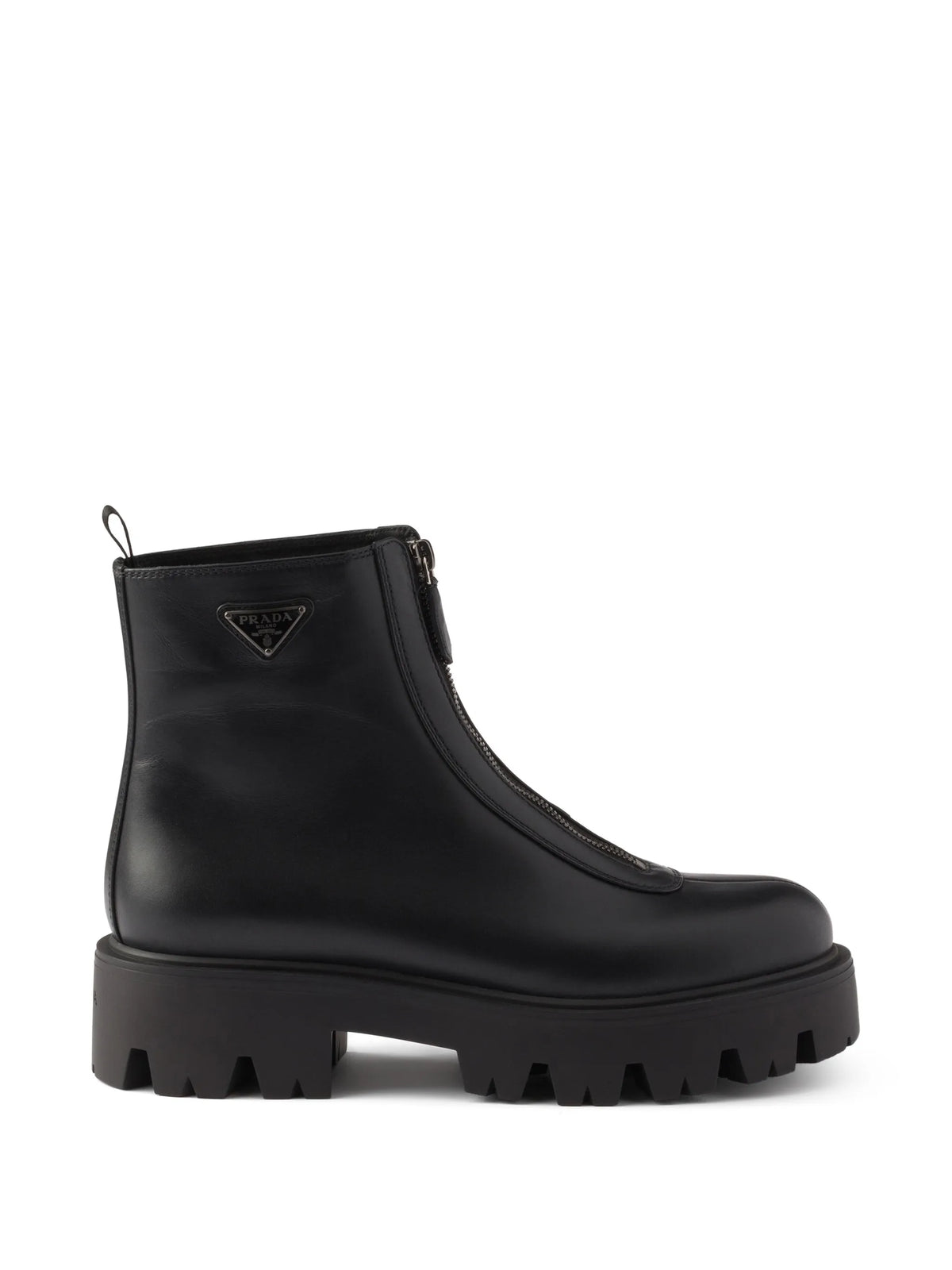 Prada - Leather Zipper Booties