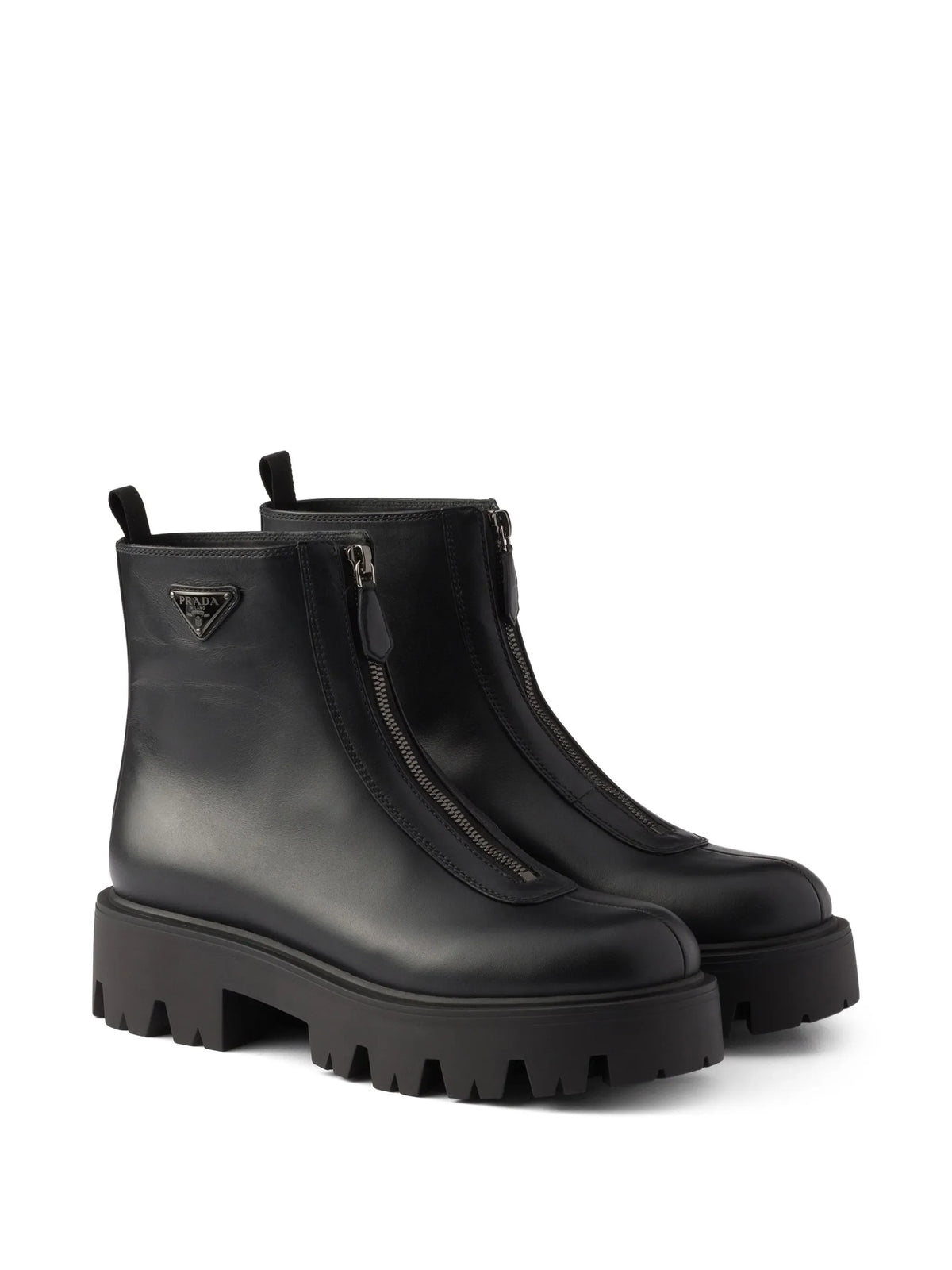 Prada - Leather Zipper Booties
