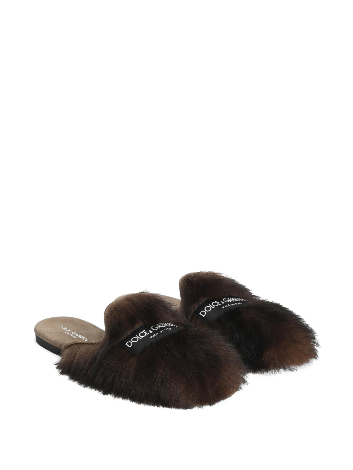 Dolce & Gabbana - Shearling And Suede Slippers