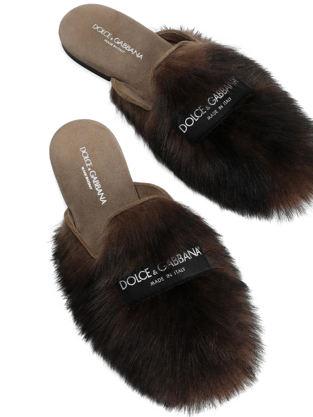 Dolce & Gabbana - Shearling And Suede Slippers