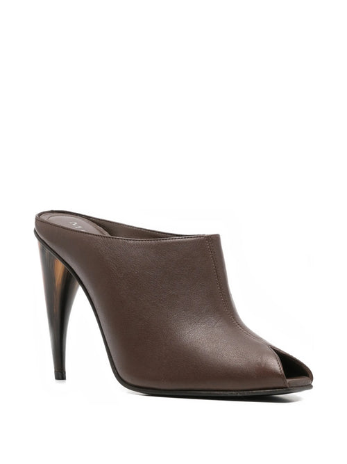 Alexander McQueen - Horn Heel Mules In Black