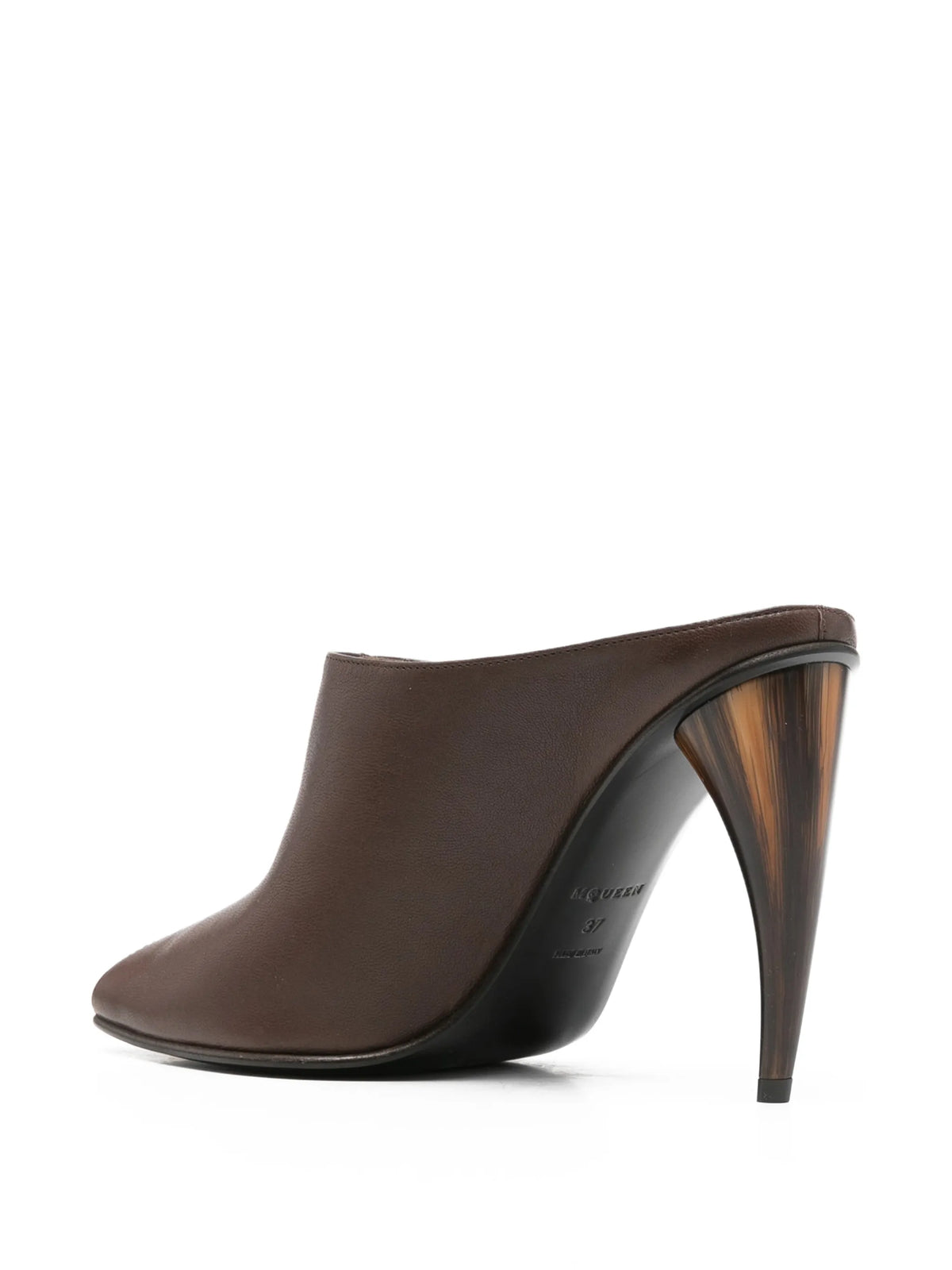 Alexander McQueen - Horn Heel Mules In Black