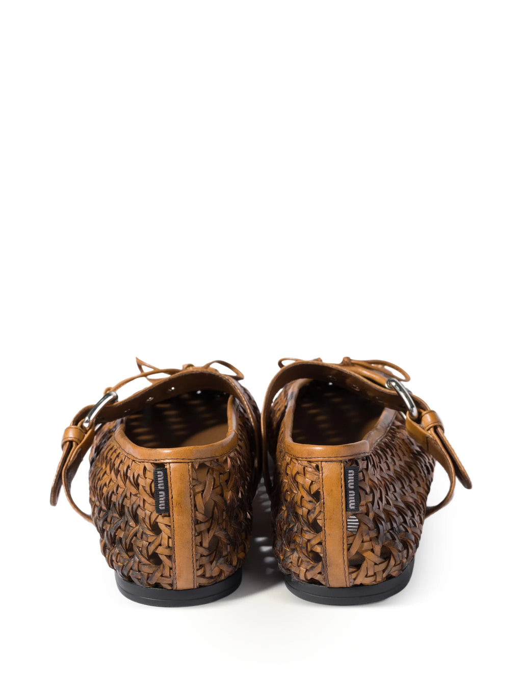 Miu Miu - Woven Buckle-strap Ballet Flats