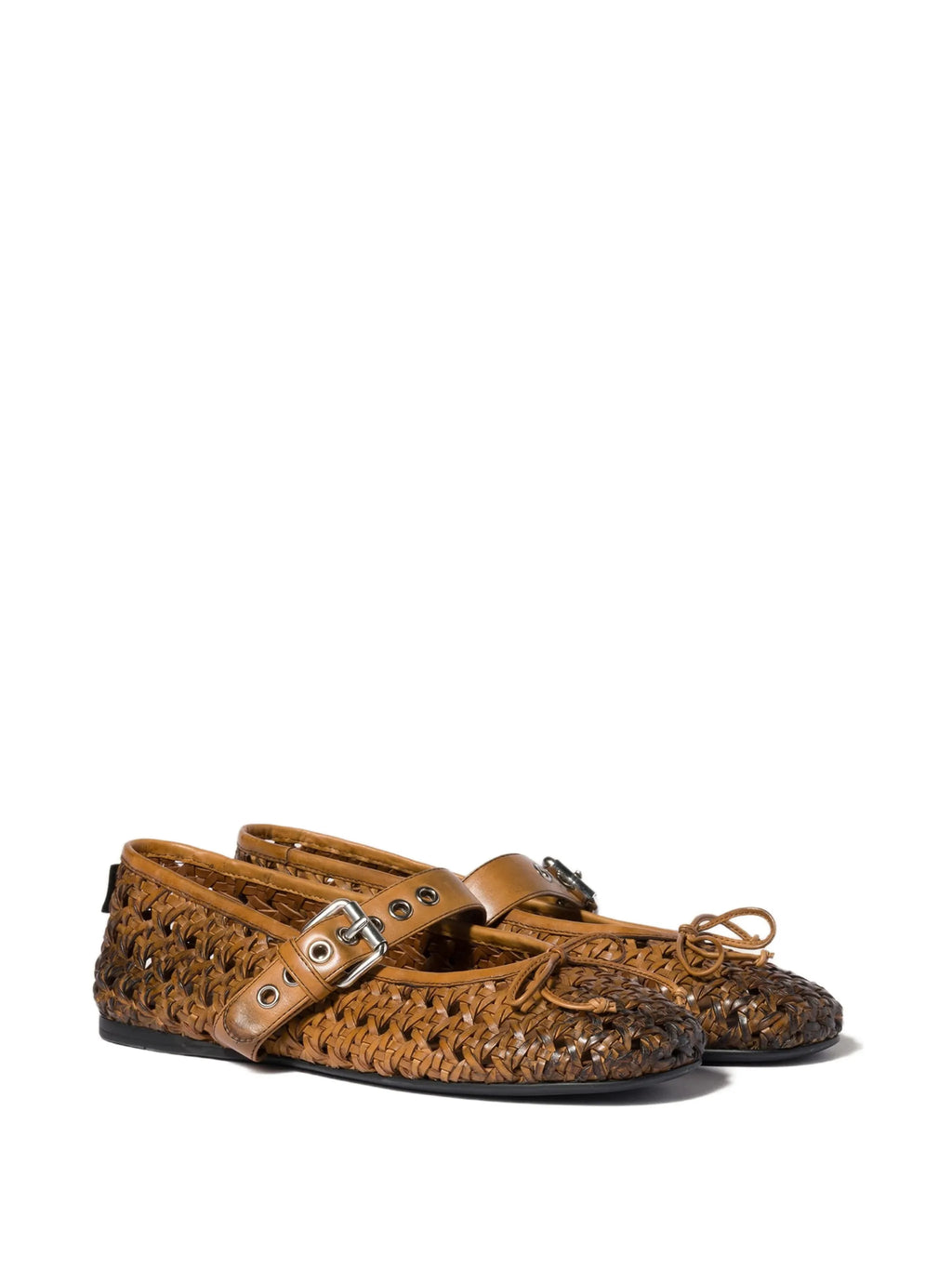 Miu Miu - Woven Buckle-strap Ballet Flats