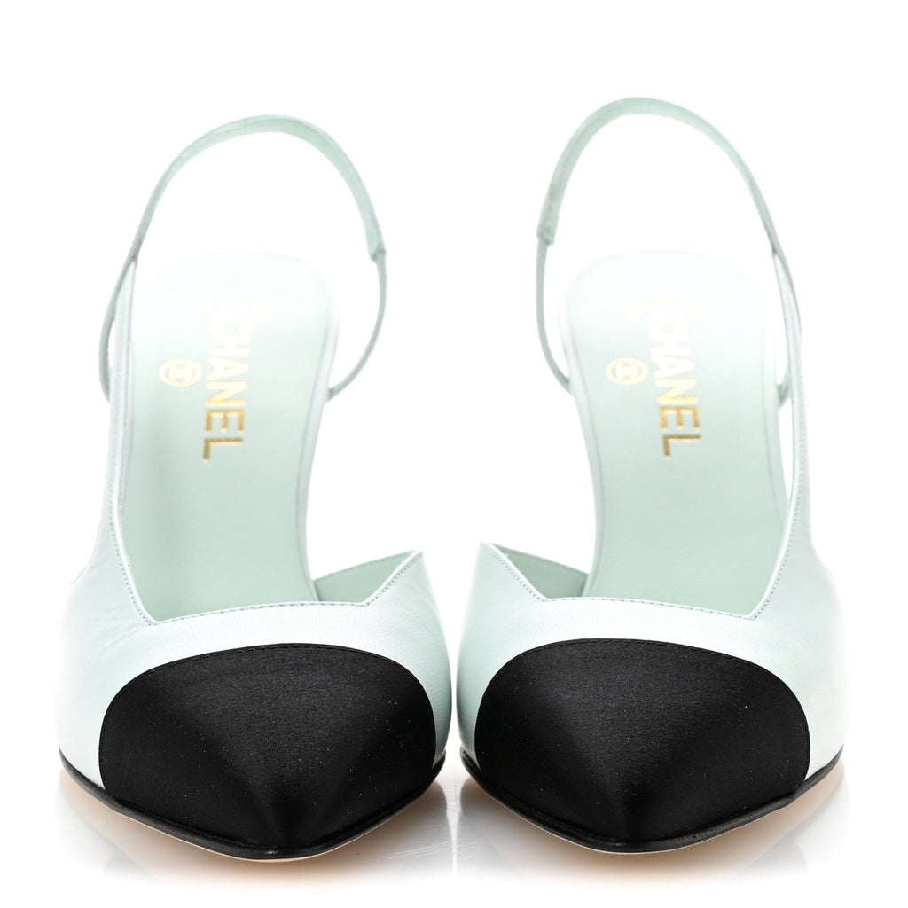 Chanel - Goatskin Mixed Fibers Cap Toe Slingback Pumps