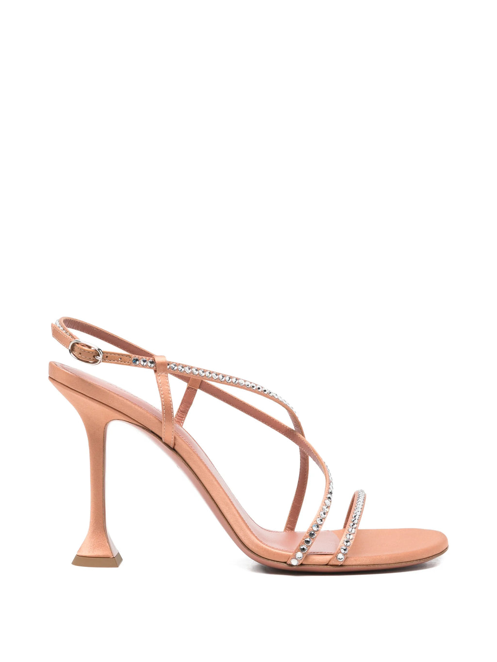 Amina Muaddi - Sally Sandals 95 Latte Satin And White Crystals