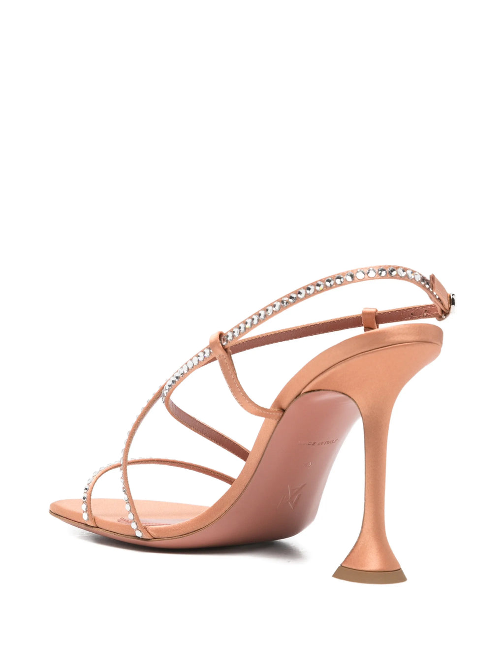 Amina Muaddi - Sally Sandals 95 Latte Satin And White Crystals