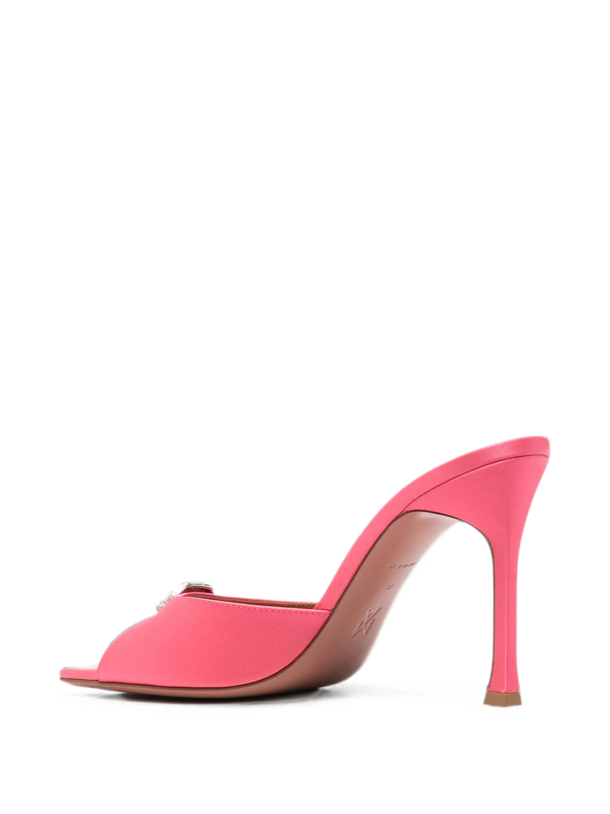 Amina Muaddi - Mini Camelia Slippers 95 Coral Satin