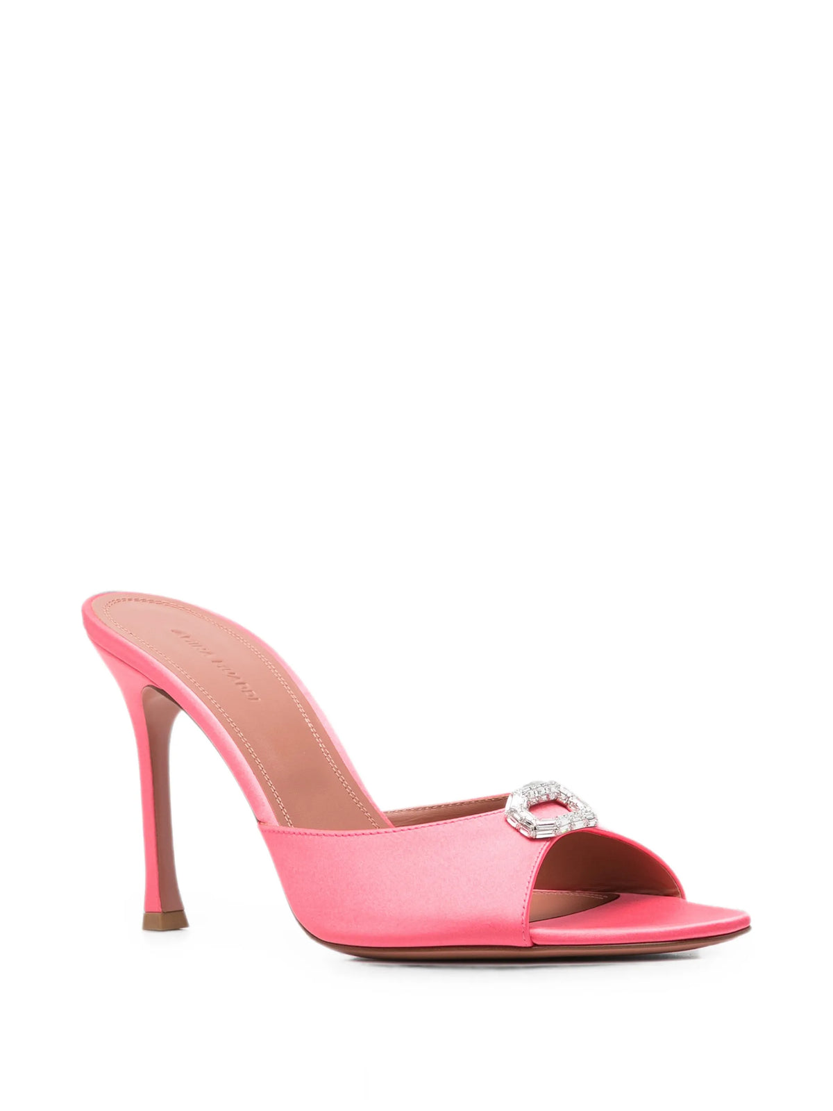 Amina Muaddi - Mini Camelia Slippers 95 Coral Satin