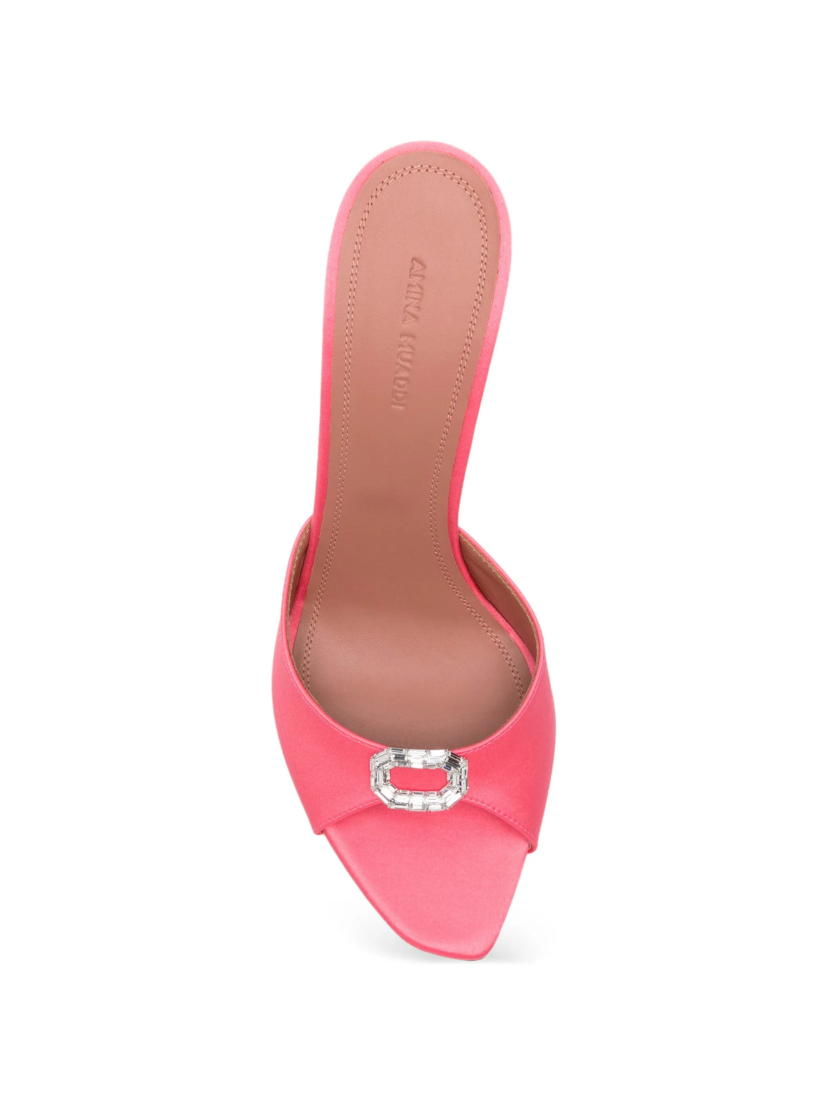 Amina Muaddi - Mini Camelia Slippers 95 Coral Satin
