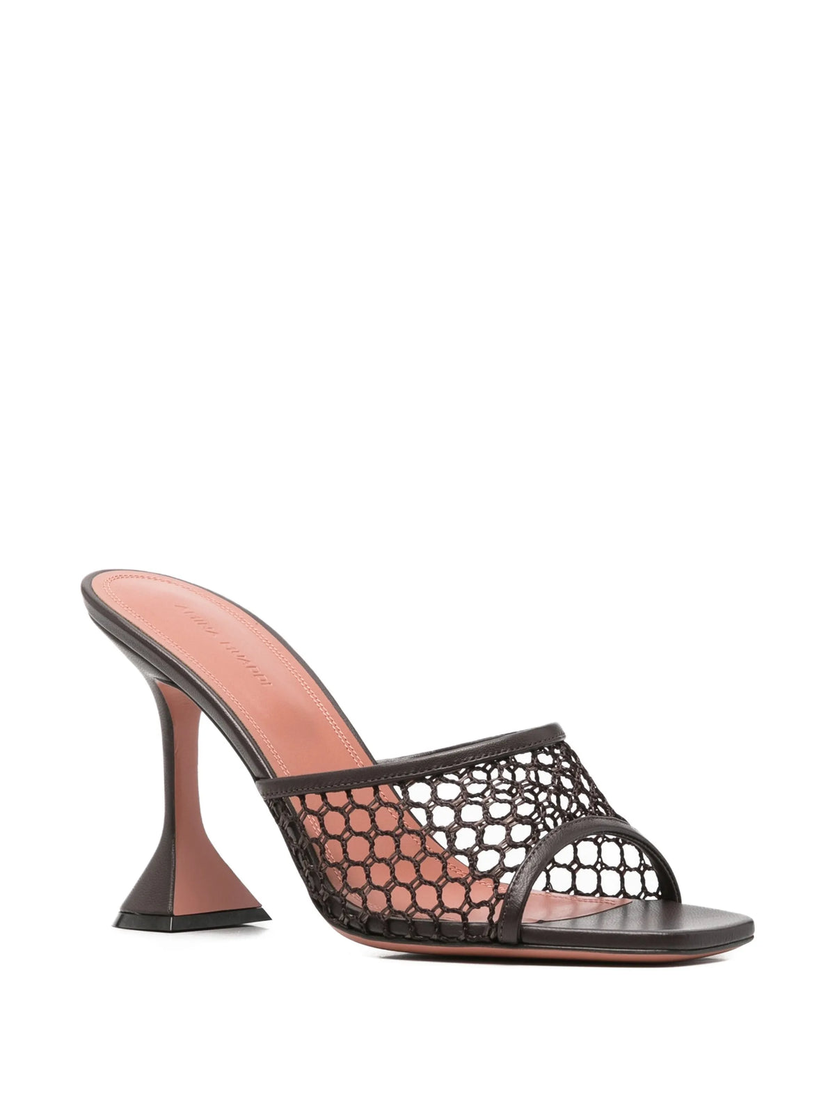 Amina Muaddi - Lupita Net Slippers 95 Mocha Raffia