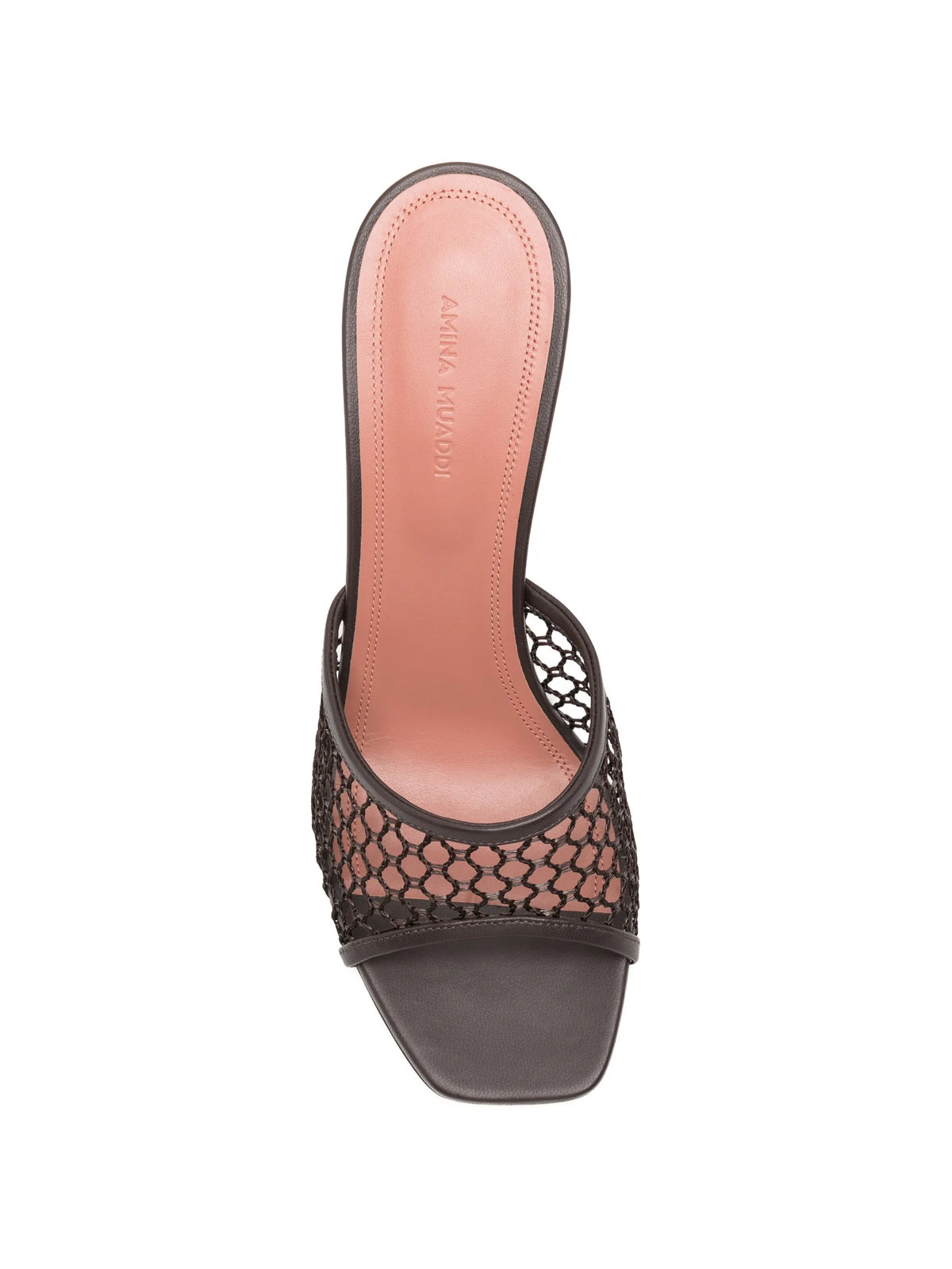 Amina Muaddi - Lupita Net Slippers 95 Mocha Raffia