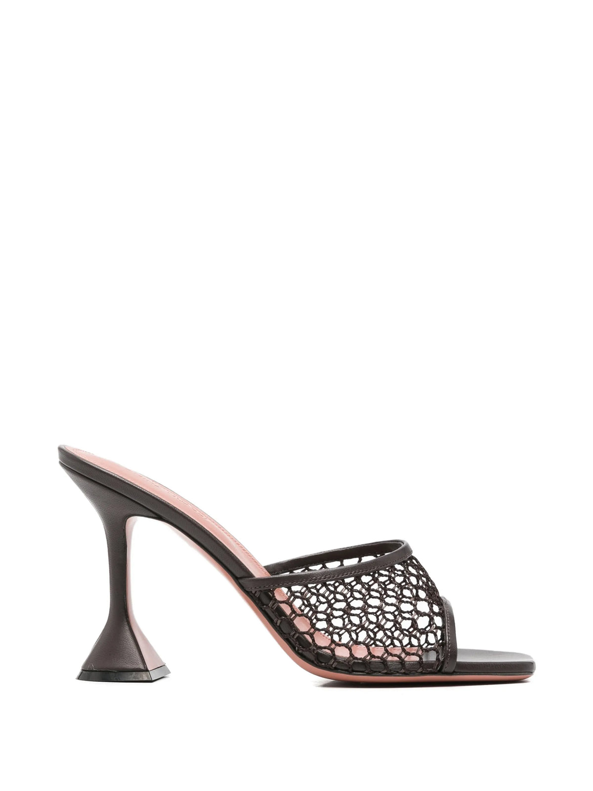 Amina Muaddi - Lupita Net Slippers 95 Mocha Raffia