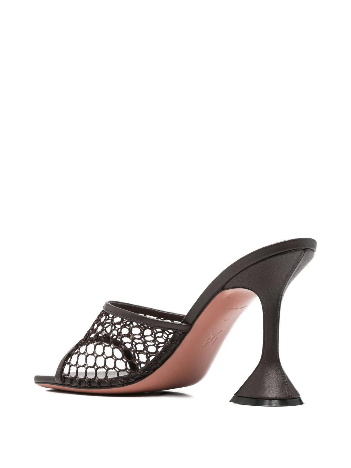 Amina Muaddi - Lupita Net Slippers 95 Mocha Raffia