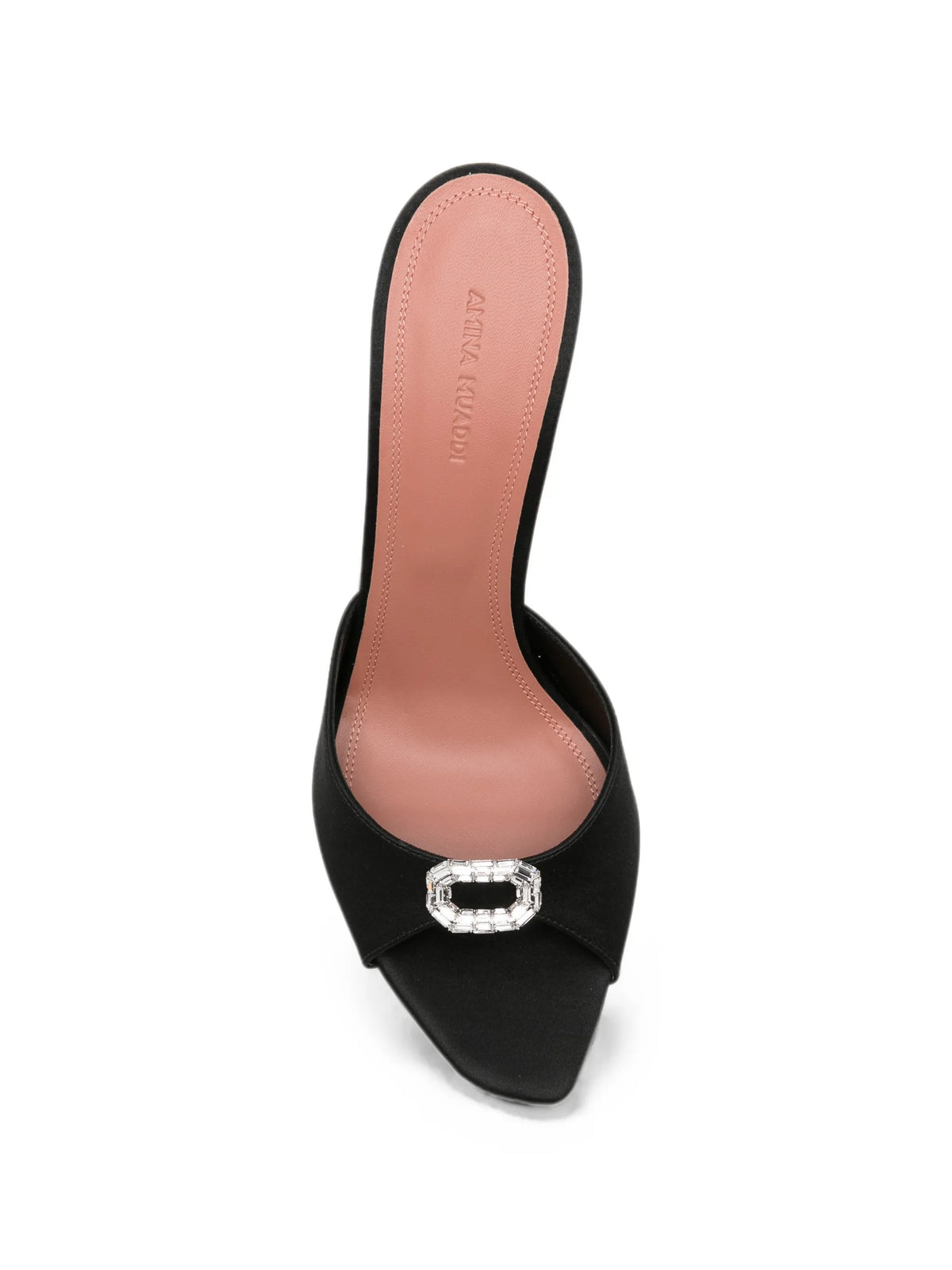 Amina Muaddi - Mini Camelia Slippers 95 Black Satin