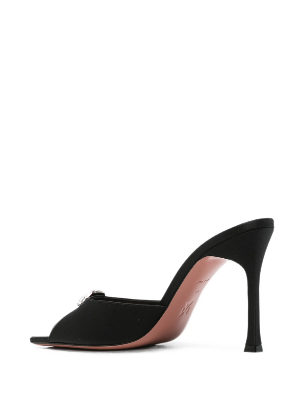 Amina Muaddi - Mini Camelia Slippers 95 Black Satin