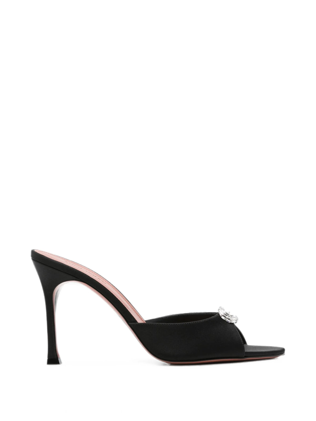 Amina Muaddi - Mini Camelia Slippers 95 Black Satin