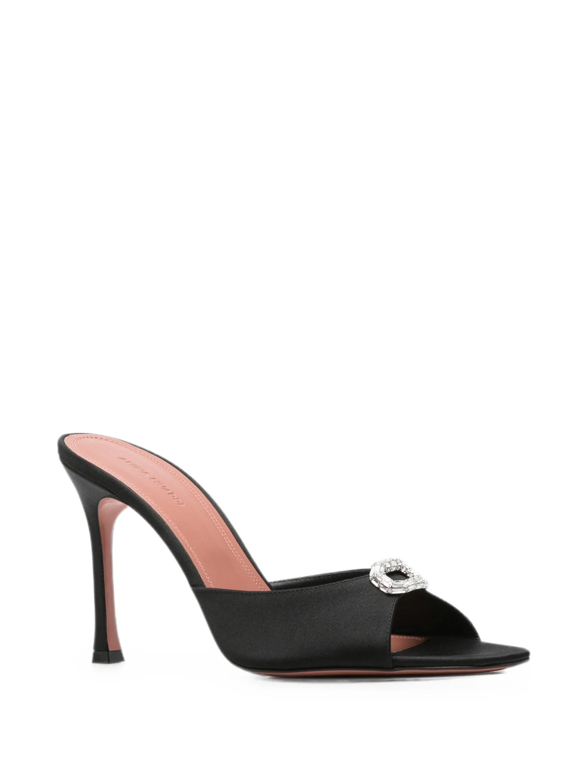 Amina Muaddi - Mini Camelia Slippers 95 Black Satin