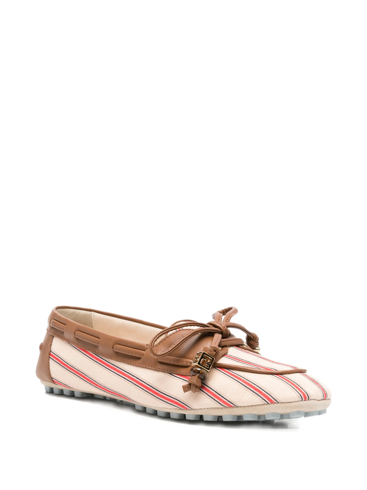 Fendi - Striped Leather-trim Loafers