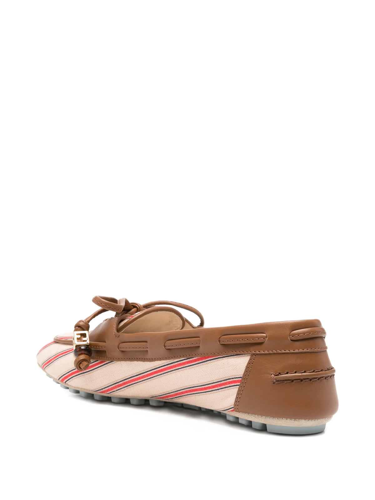 Fendi - Striped Leather-trim Loafers
