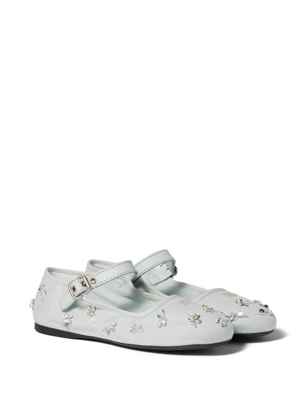Miu Miu - Embroidered Drill Ballerinas