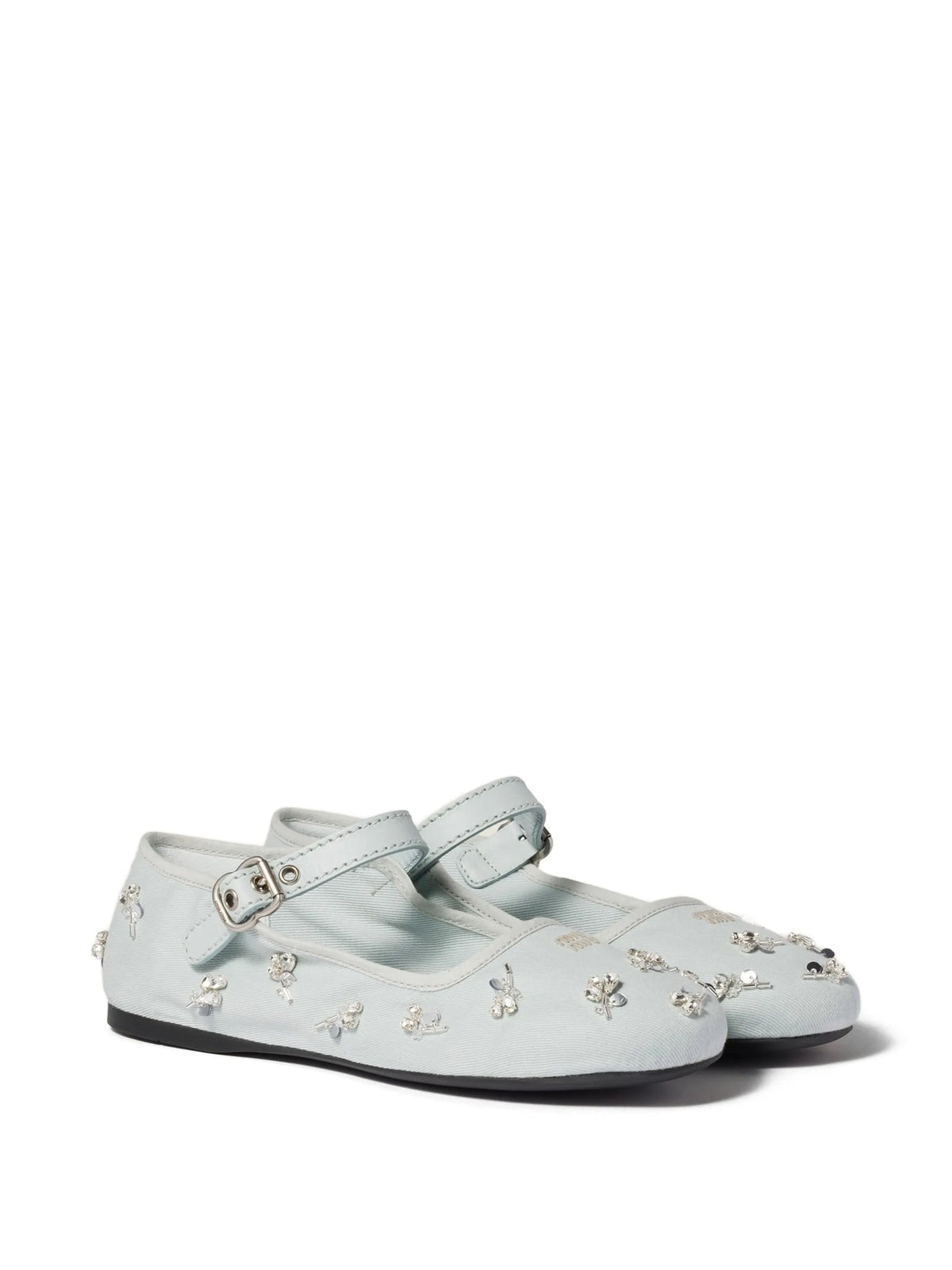 Miu Miu - Embroidered Drill Ballerinas