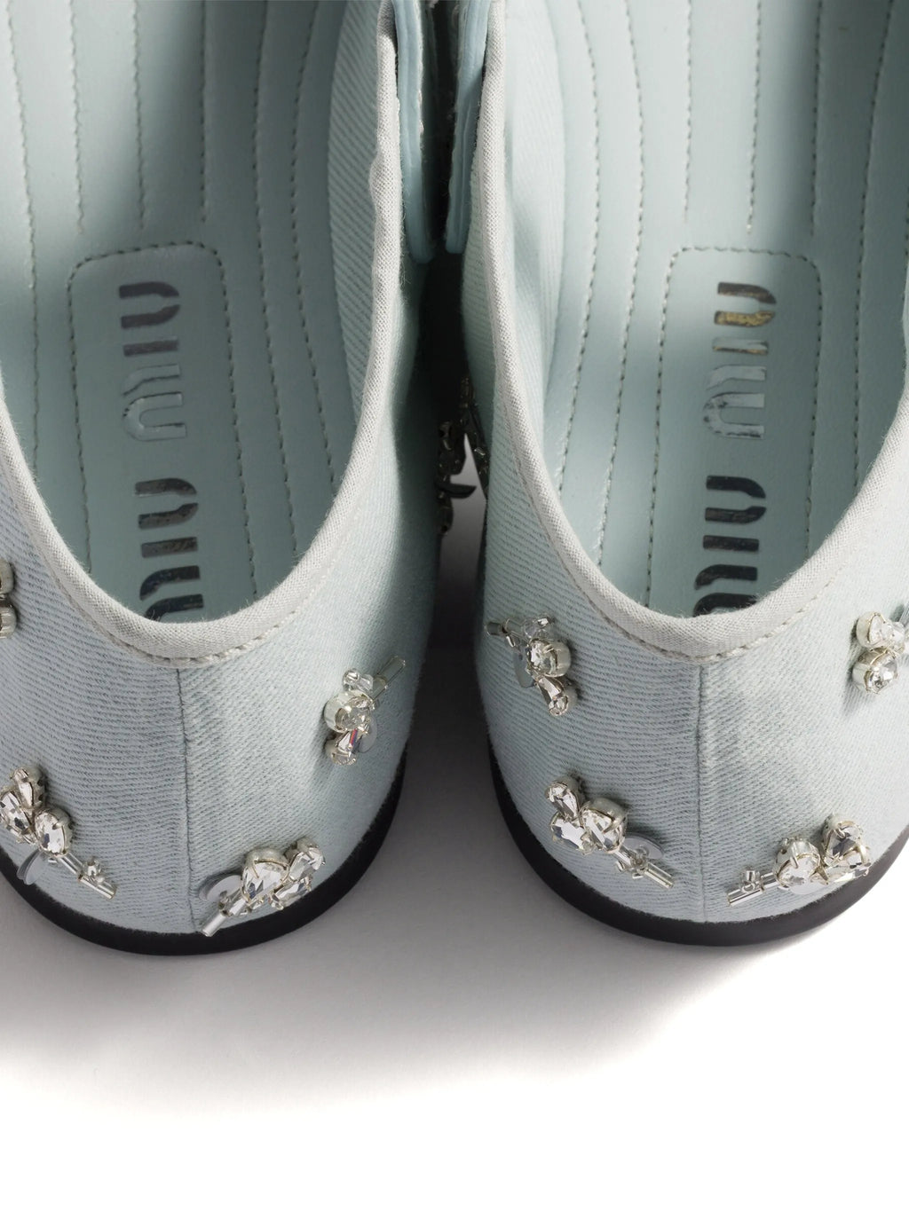 Miu Miu - Embroidered Drill Ballerinas