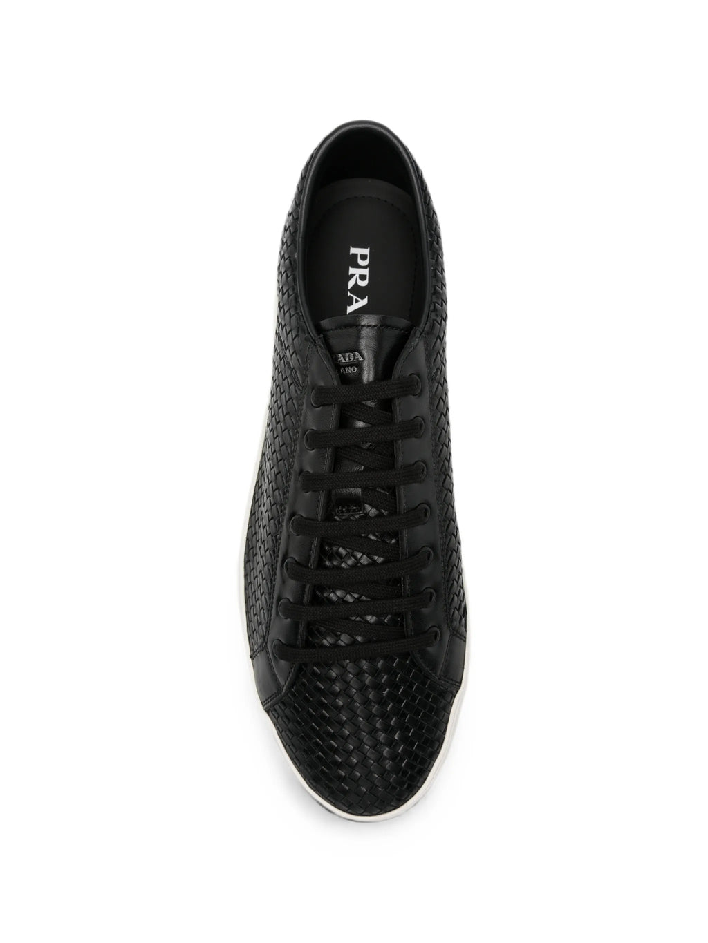 Prada - Intreccio Woven Lace-up Sneakers