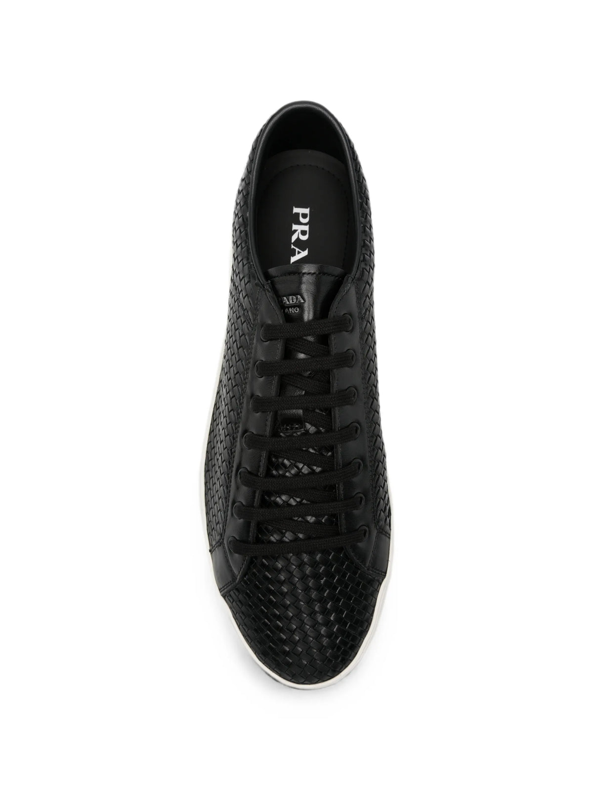 Prada - Intreccio Woven Lace-up Sneakers