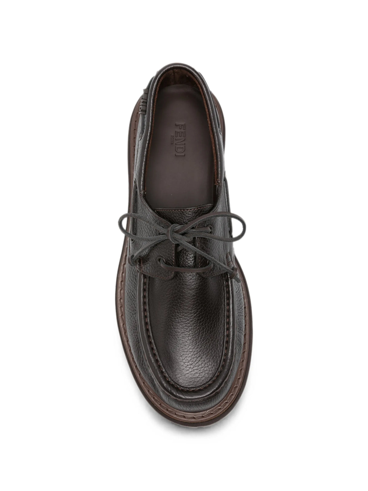 Fendi - Lace-up Leather Boat Shoes