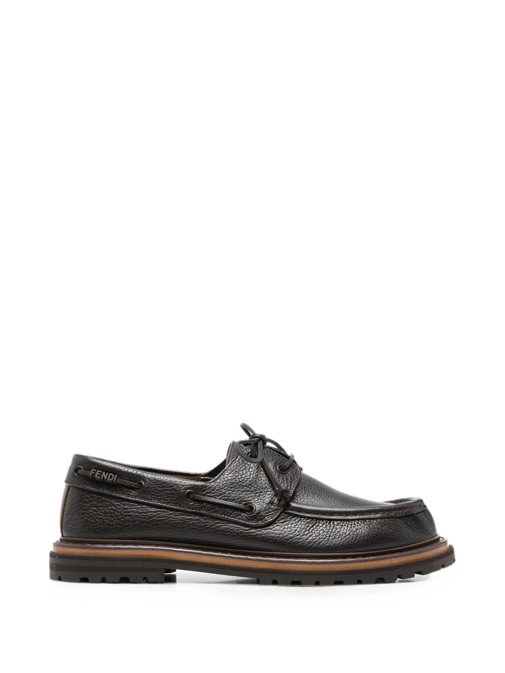 Fendi - Lace-up Leather Boat Shoes