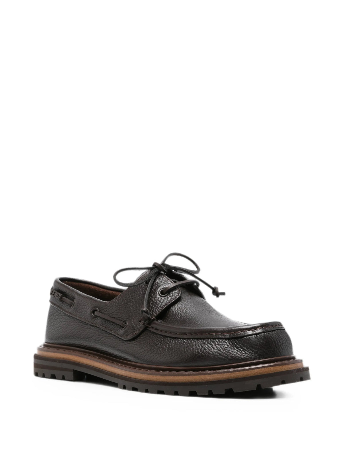 Fendi - Lace-up Leather Boat Shoes