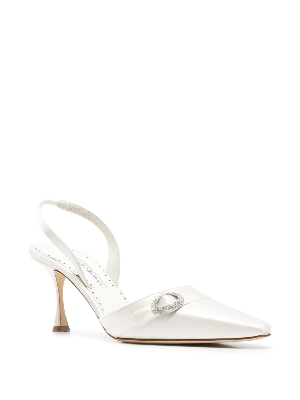 Manolo Blahnik - Zutoslipla Satin Crystal Buckle Slingback Pumps