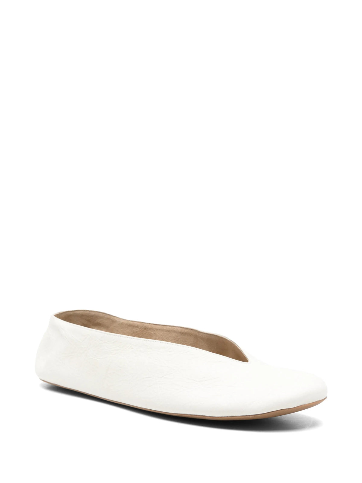 The Row - V-neck Textured Leather Loafers