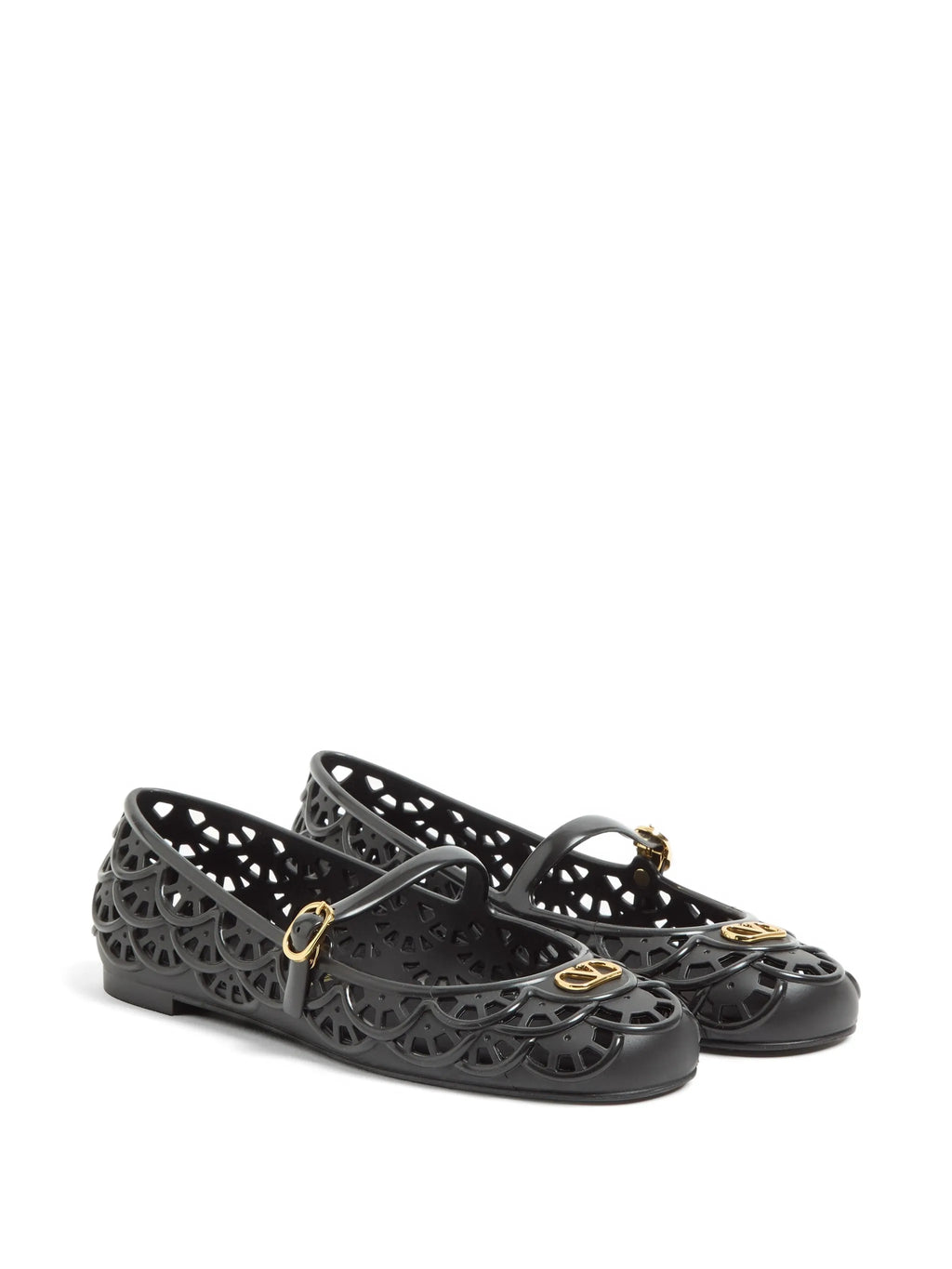 Valentino - Ondette Rubber Ballerinas With Scallop Pattern 05mm