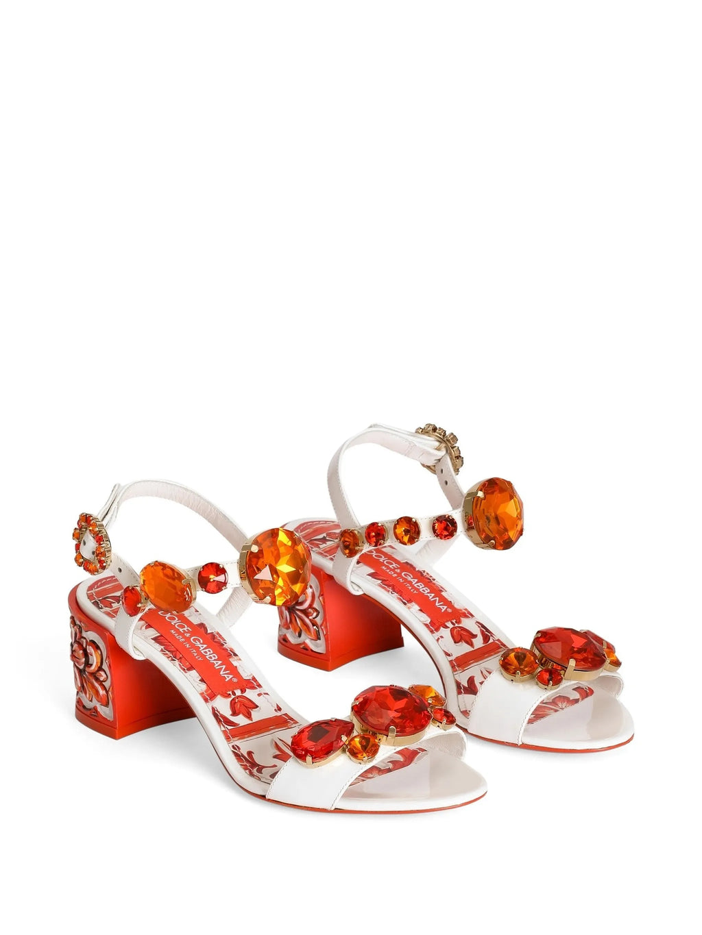 Dolce & Gabbana - Patent Leather Sandals With Stone Embroidery