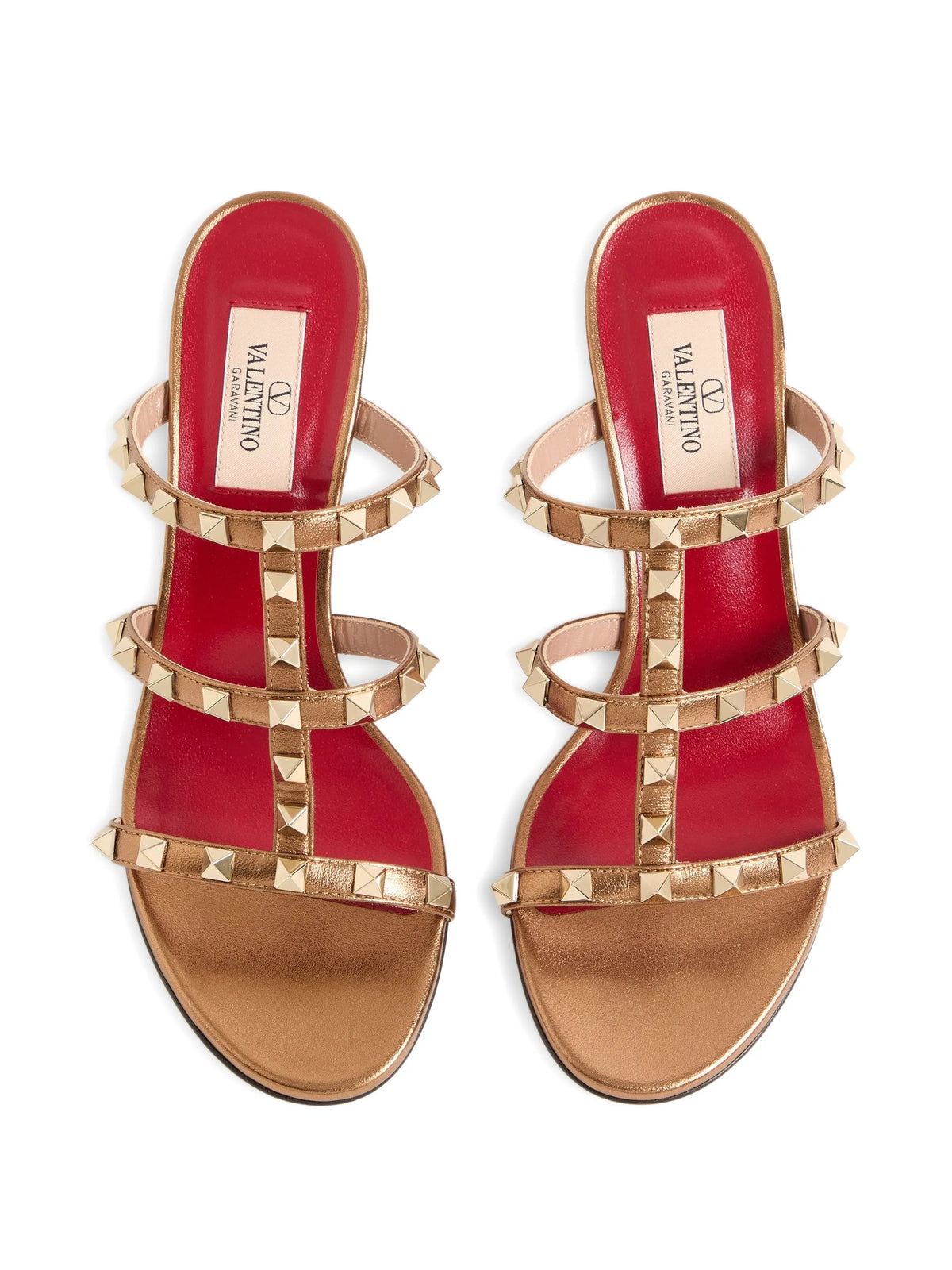 Valentino - Rockstud Slide Sandals In Laminated Nappa Leather 60mm