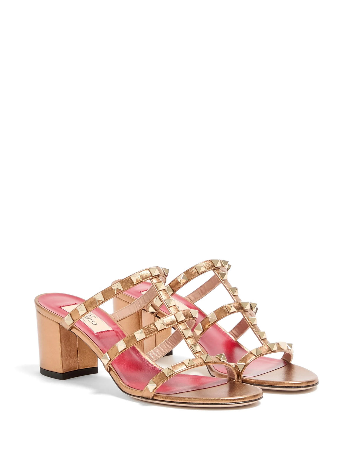 Valentino - Rockstud Slide Sandals In Laminated Nappa Leather 60mm