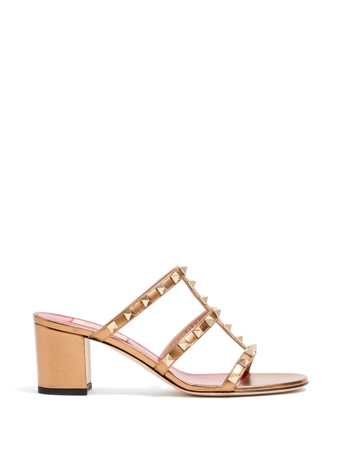 Valentino - Rockstud Slide Sandals In Laminated Nappa Leather 60mm