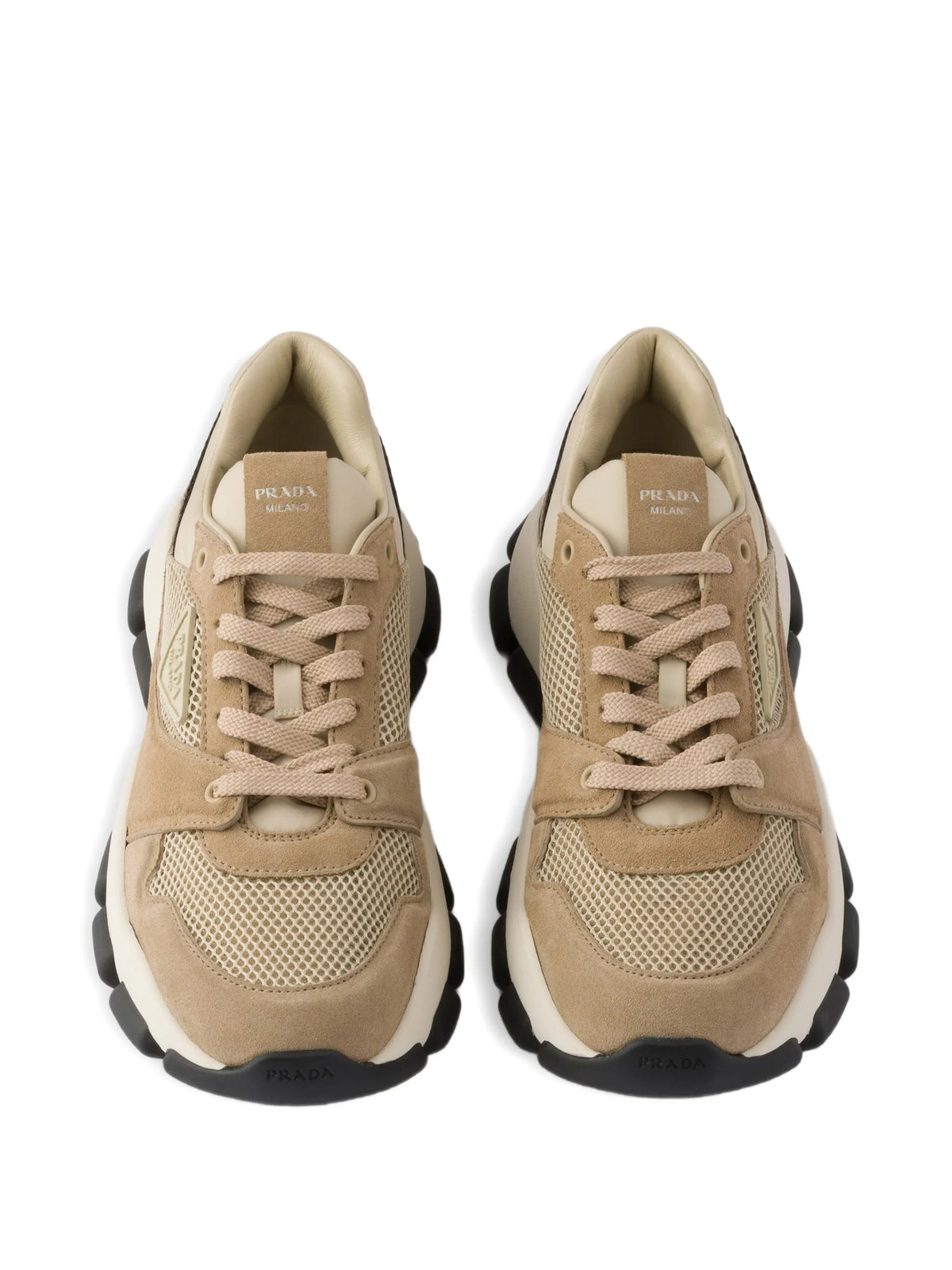 Prada - Mesh Fabric And Suede Sneakers