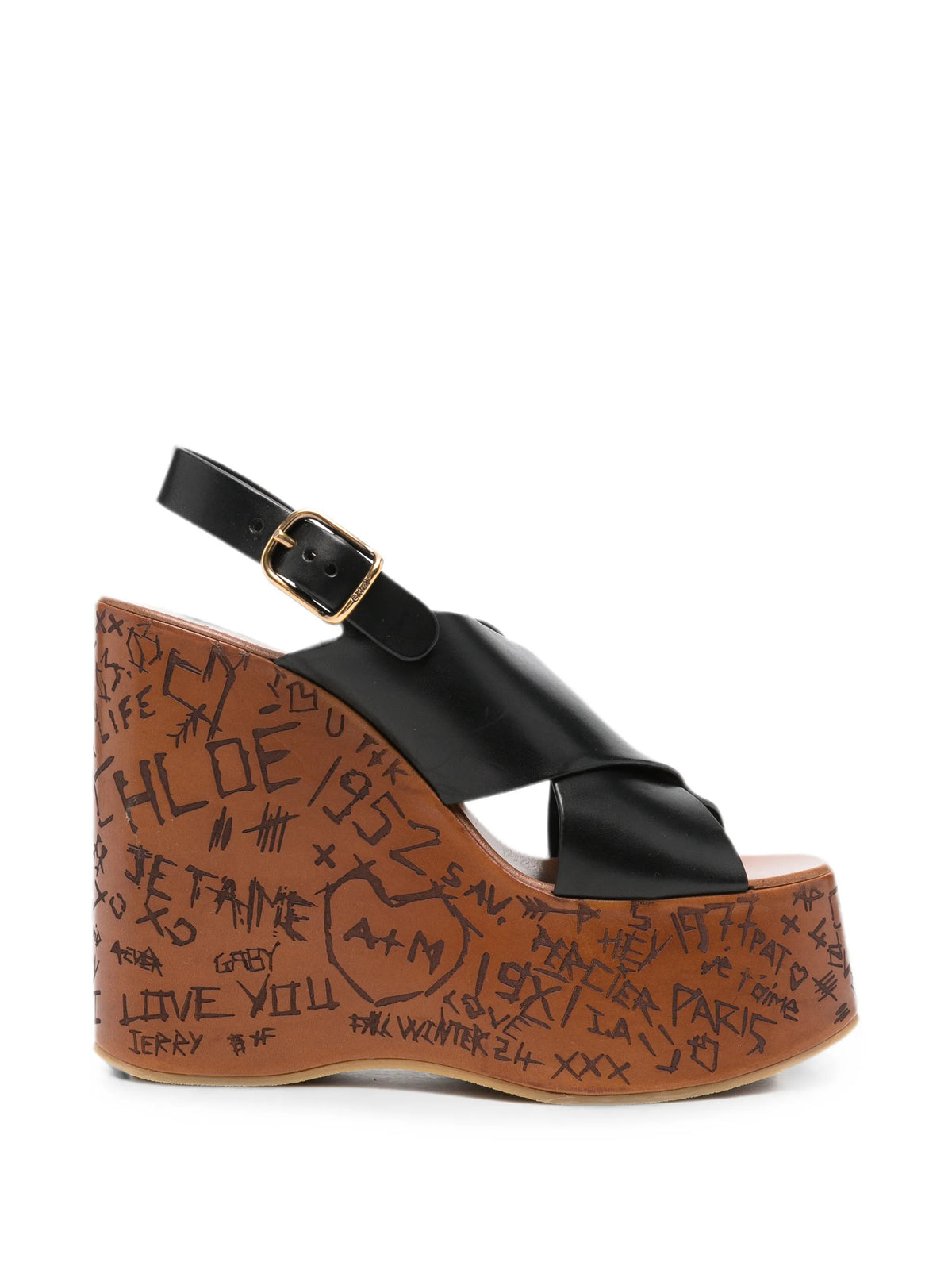 Chloé - Scribble-print Wedge Sandals