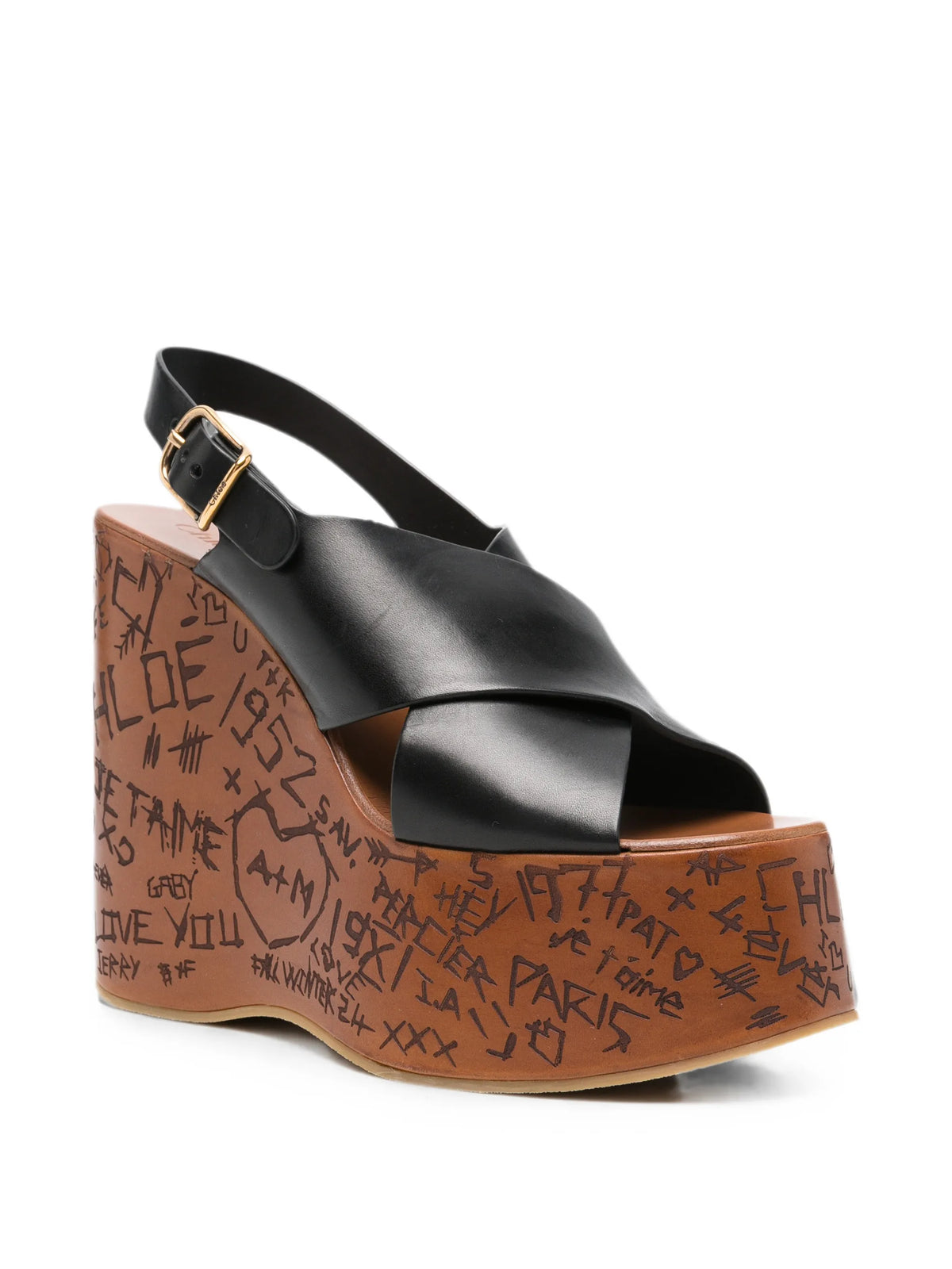 Chloé - Scribble-print Wedge Sandals