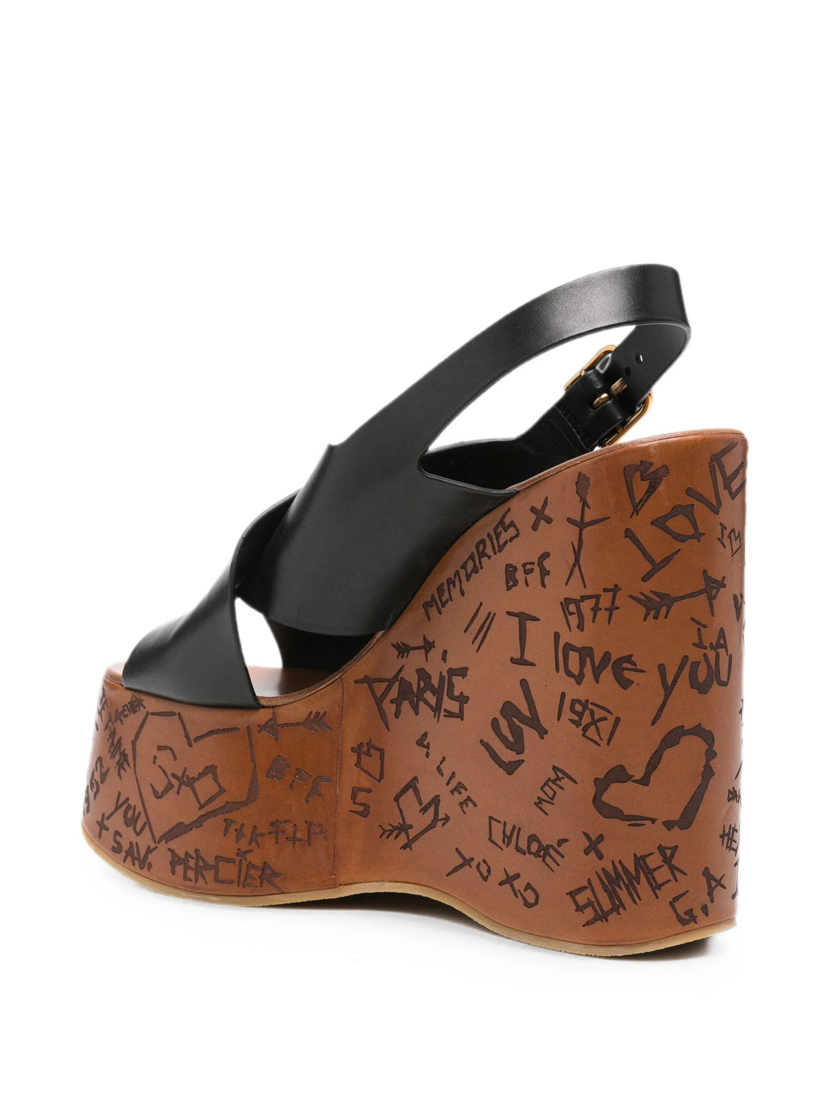 Chloé - Scribble-print Wedge Sandals