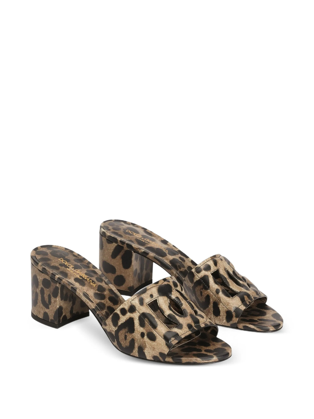 Dolce & Gabbana - Leo-print Calfskin Mules