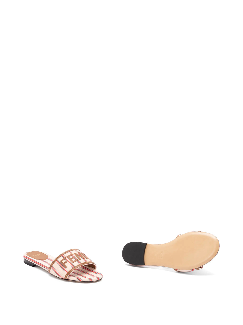 Fendi - Sunshine Striped Logo-patch Flat Sandals